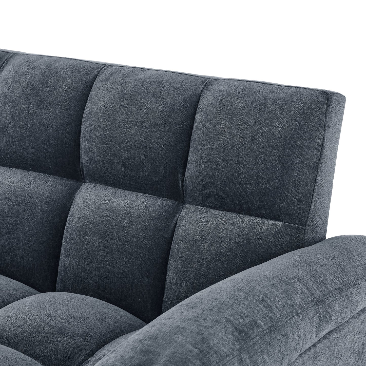 Blue+Grey Convertible Linen Loveseat Sofa Bed with Pull-Out Sleeper