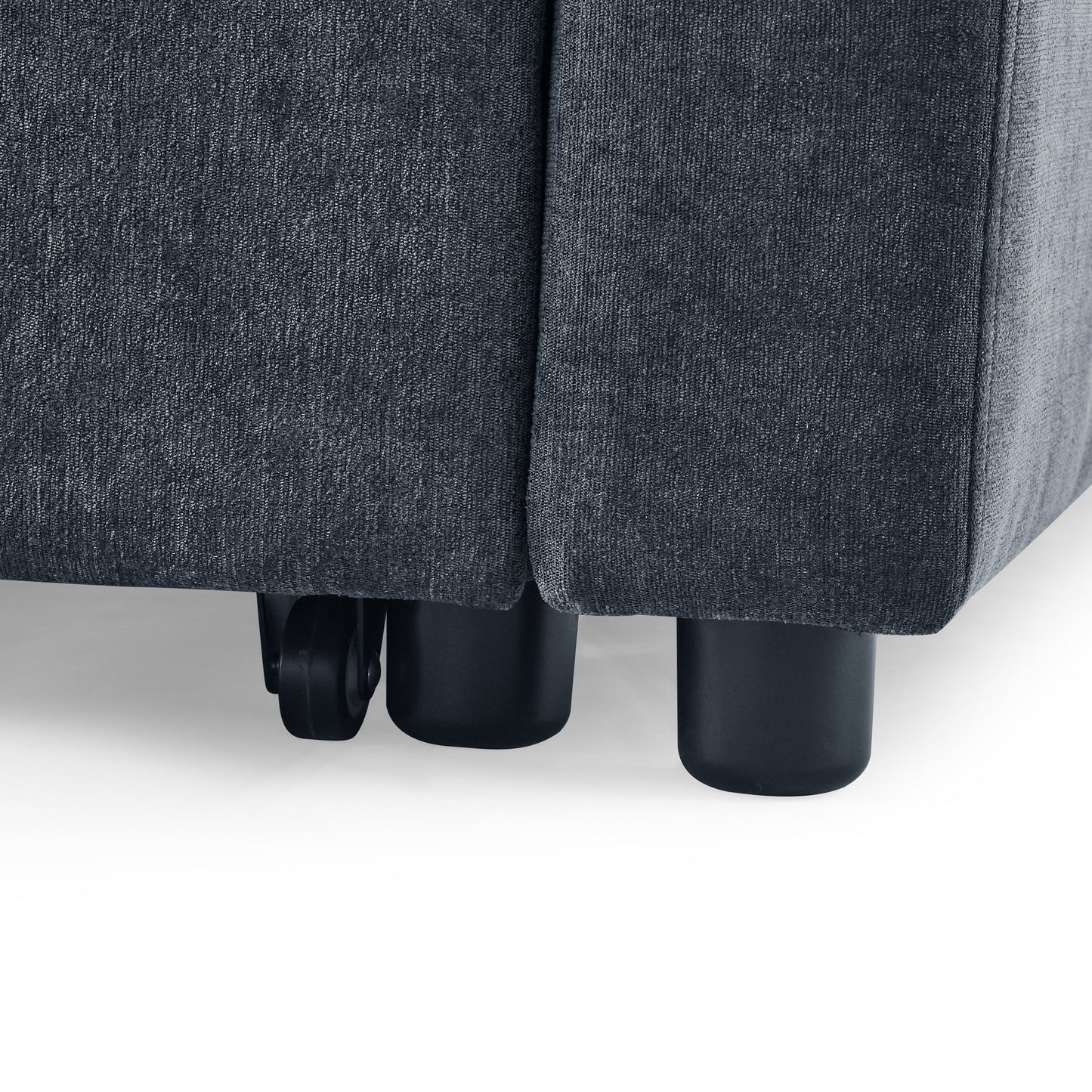 Blue+Grey Convertible Linen Loveseat Sofa Bed with Pull-Out Sleeper