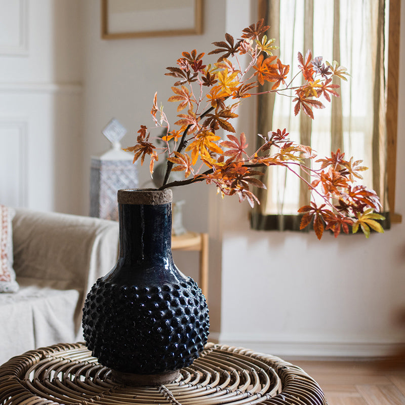 Handmade Ceramic Vase – Artisan Pottery in Dark Blue - ThelGarden
