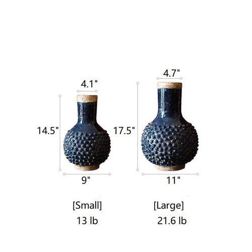 Handmade Ceramic Vase – Artisan Pottery in Dark Blue - ThelGarden