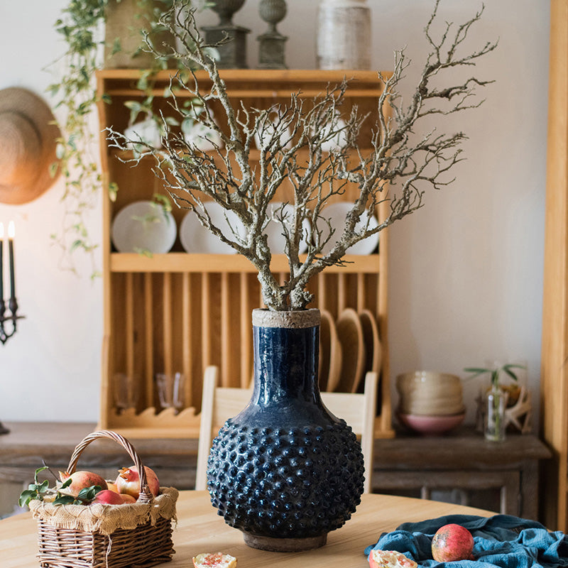 Handmade Ceramic Vase – Artisan Pottery in Dark Blue - ThelGarden