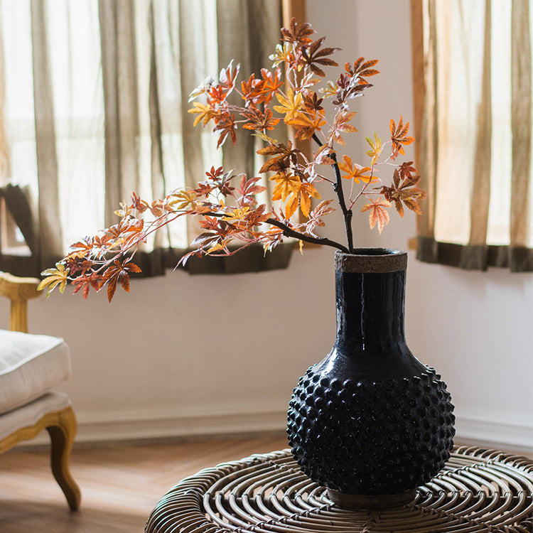 Handmade Ceramic Vase – Artisan Pottery in Dark Blue - ThelGarden