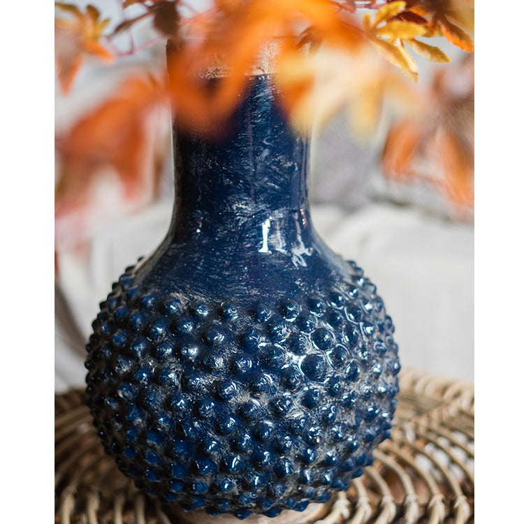 Handmade Ceramic Vase – Artisan Pottery in Dark Blue - ThelGarden
