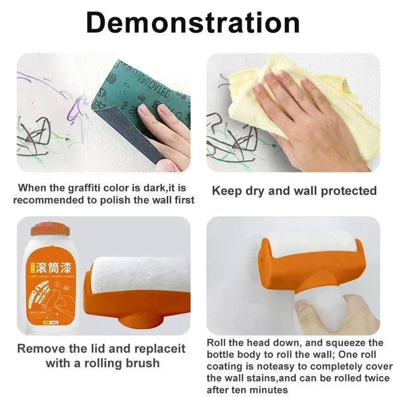 Antibacterial Wall Paint β Strong Repair Latex Paint with Roller Brush for Living Room & Kitchen
