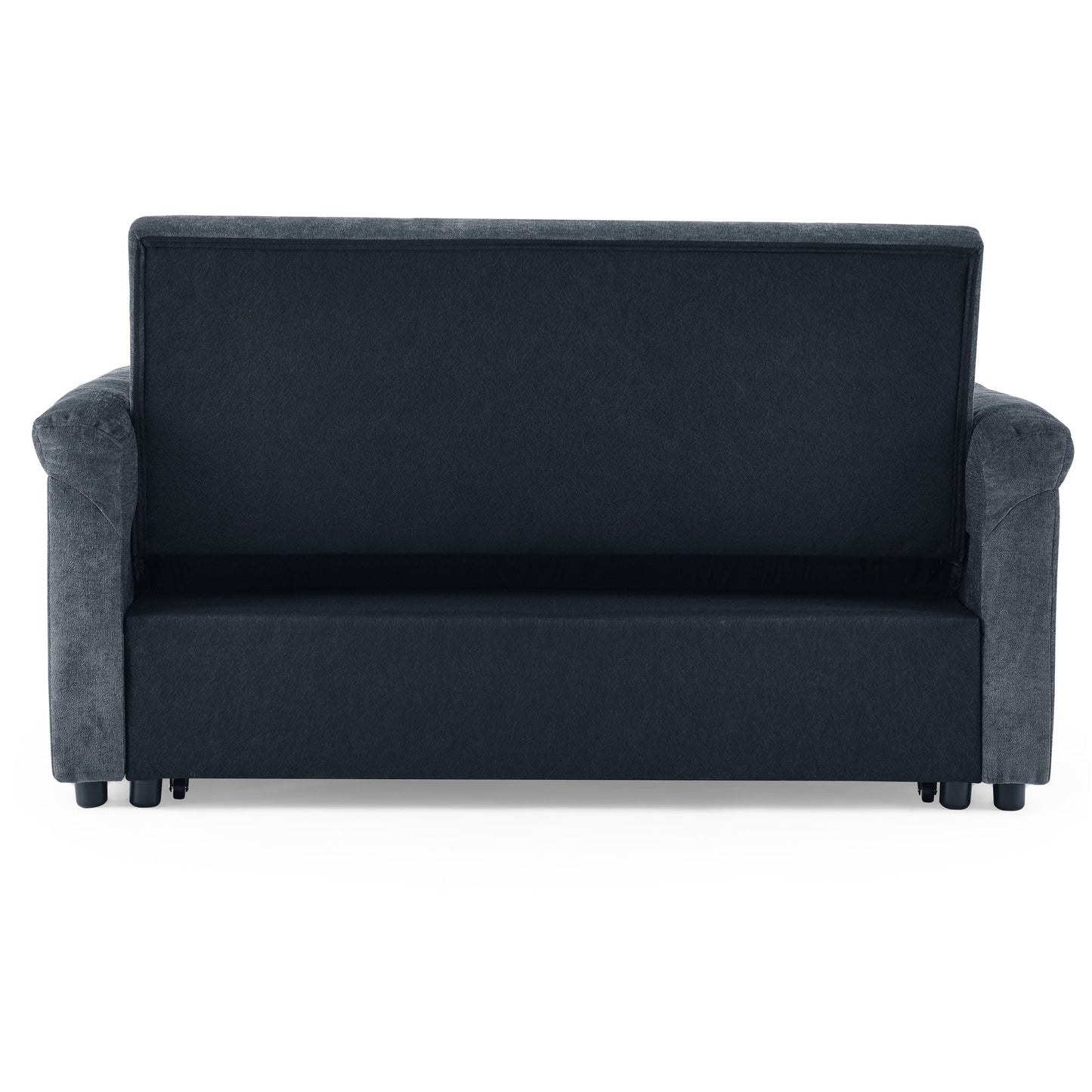 Blue+Grey Convertible Linen Loveseat Sofa Bed with Pull-Out Sleeper