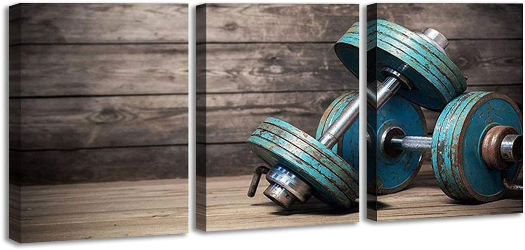 Modular Dumbbells Fitness Wall Decor,The Gym Canvas Wall Art Modern Home Poster 3 Pieces HD Printed Bodybuilding Painting for Living Room,Bedroom, Frame Decoration