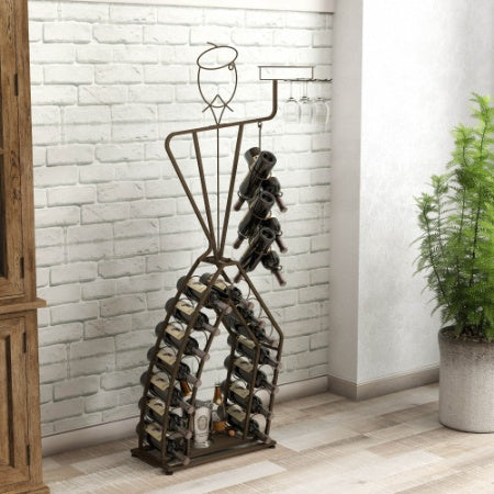 Unique Design Wine Bakers Rack, Freestanding Wine Rack With Storage Bottle, Wine Storage Home Bar For Liquor And Wine, Organizer For Kitchen, Dining Room