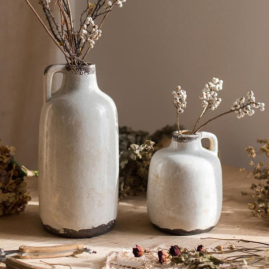 Binglie Glazed Pottery Vase with Single Handle - ThelGarden