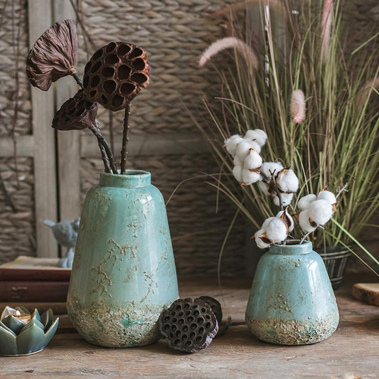 Handmade Ceramic Vase – Blue & Turquoise Artisan Decor - ThelGarden